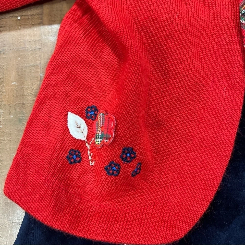 Carriage Boutique Blue Velvet Red Knit Dress And Sweater Set Girls 2-3T Plaid